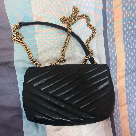 Tory Burch Kira chevron Convertible Black Shoulder Bag